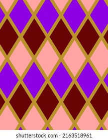 Abstract Hand Drawn Geometric Grid Tile Diamond Argyle Shapes Seamless Vector Pattern Isolated Background