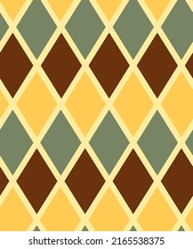 Abstract Hand Drawn Geometric Grid Tile Diamond Argyle Shapes Seamless Vector Pattern Isolated Background