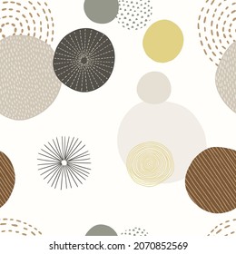 Abstract hand drawn geometric pattern with decorative circles and vintage texture.