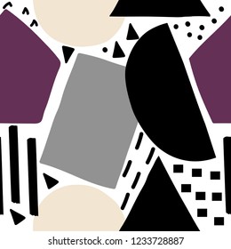 Abstract hand drawn geometric seamless pattern.