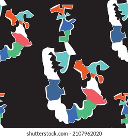 Abstract Hand drawn geometric seamless print pattern.