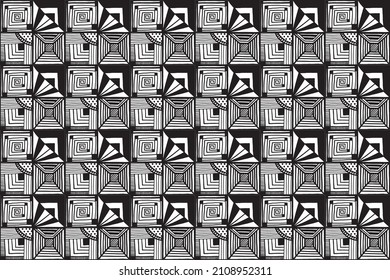 Resumen Patrón geométrico sin soldadura dibujado a mano con vector de fondo blanco. Textura en blanco y negro para tela, ropa, ropa, fondo.