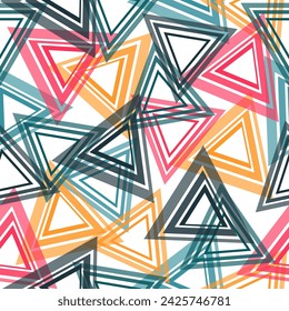 Abstract hand drawn geometric seamless pattern or background with glitter, sharpen textures, brush painted elements.  Abstract geometric diamond shapes geo print.