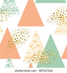 Abstract hand drawn geometric seamless repeat pattern with glitter texture.