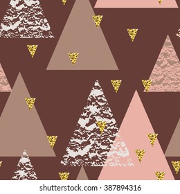 Abstract hand drawn geometric seamless repeat pattern with glitter texture.