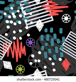 Abstract hand drawn geometric seamless pattern 