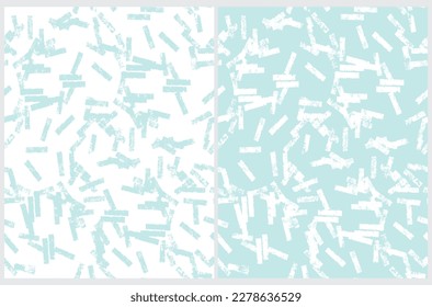 Patrones de vectores geométricos dibujados a mano. Pincel Líneas caóticas aisladas en un fondo azul y blanco pastel. Impresión de vectores repetibles geométricos irregular ideal para papel de tela, envolvimiento.