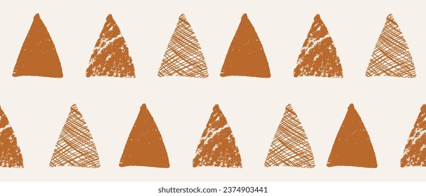 Abstract Hand Drawn Geometric Vector Pattern. Caramel Brown Triangles Isolated on a Light Beige Beige Background. Irregular Geometric Repeatable Vector Print ideal for Fabric, Wrapping Paper. RGB.