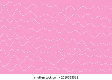 Resumen geométrico dibujado a mano. Olas blancas en varios fondos rosados. Vector Geométrico Irregular Cute.