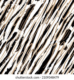 Abstract Hand drawn geometric and zebra themed seamless print pattern.