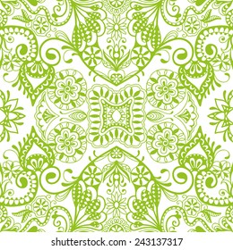 Abstract hand drawn graphic pattern, floral and geometric ornament, seamless texture, purple and white vector illustration