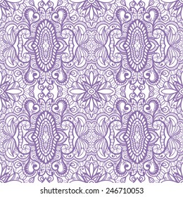Abstract hand drawn graphic pattern, floral and geometric ornament, seamless texture, ornate vector background