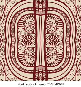 Abstract hand drawn graphic pattern, floral and geometric ornament, seamless texture, ornate vector background