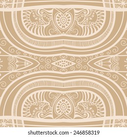 Abstract hand drawn graphic pattern, floral and geometric ornament, seamless texture, ornate vector background