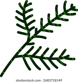 Abstractas elemento de diseño de follaje verde dibujado a mano aislado sobre fondo blanco. Ilustración vectorial