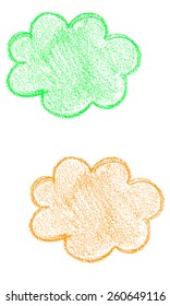 Abstract hand drawn green and orange cloud stickers