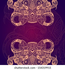 Abstract hand drawn grunge lace ornament. Can be used in textile or invitation postcard. Beautiful background.