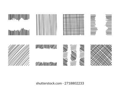 Abstract Hand Drawn Hatch Line Patterns and Dense Linear Texture Collection