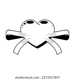 Abstract Hand Drawn Heart Bow Doodle Concept Vector Design Outline Style On White Background Isolated Letter, Message, Mail, Cards, Posters