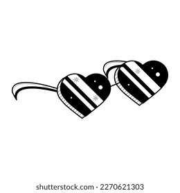 Abstract Hand Drawn Heart Glasses Doodle Concept Vector Design Outline Style On White Background Isolated Letter, Message, Mail, Cards, Posters