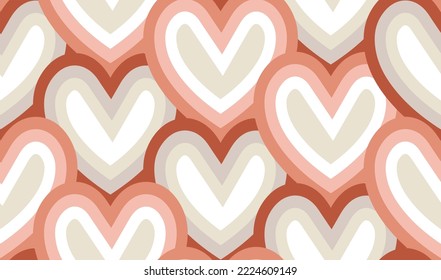 Abstract Hand Drawn Hearts Diagonal Pattern Cute Stylish Trendy Fashion Colors Perfect for Allover Fabric Print or Wrapping Paper Beige Skin Tones