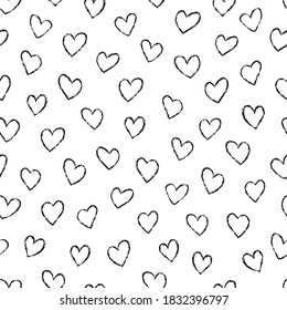 Abstract hand drawn hearts seamless pattern. Cute hearts vector illustration background. Pattern design illustration for print, web, home decor, fashion, surface, graphic design