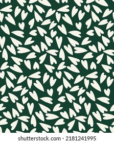 Abstract Hand Drawn Hearts Seamless Retro Repeated Vector Pattern Trendy Fashion Colors Perfect for Allover Fabric Print or Wrapping Paper Dark Green Tones