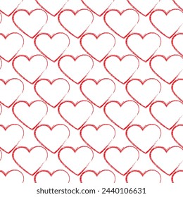 Resumen Dibujado a mano Corazones forma patrón sin fisuras. Concepto de diseño de textura de fondo de San Valentín