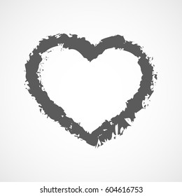 Abstract hand drawn hearts. Vector illustration. Gray heart icon. The heart as a symbol of love.