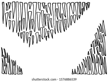 Abstract hand drawn horizontal background with vertical sharp triangles isolated. Copy space. Vector doodles stock illustration. Outline coloring book, scrapbooking present. Design print,flier, tattoo