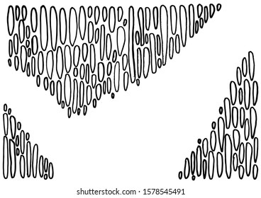 Abstract hand drawn horizontal background with vertical ovals isolated. Copy space. Vector doodles stock illustration. Outline contour banner. Adult and kids coloring book. Antistress scrapbook. 