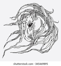 Abstract hand drawn horse