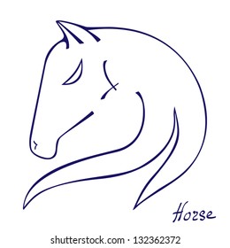 abstract hand drawn horse head silhouette vector