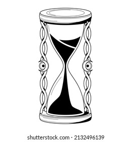 Abstract Hand Drawn Hourglass Time Clock Sand With Sand Doodle Concept Vector Design Outline Style On White Background Isolated Outline