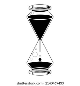 Abstract Hand Drawn Hourglass Time Clock Sand With Sand Doodle Concept Vector Design Outline Style On White Background Isolated Outline