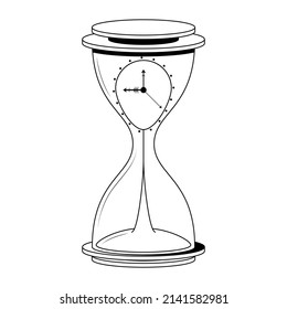 Abstract Hand Drawn Hourglass Time Clock Sand Doodle Concept Vector Design Outline Style On White Background Isolated Outline