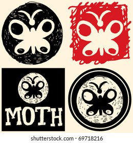 abstract hand drawn icons, doodle moth