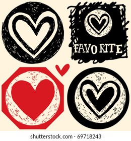 abstract hand drawn icons, doodle heart