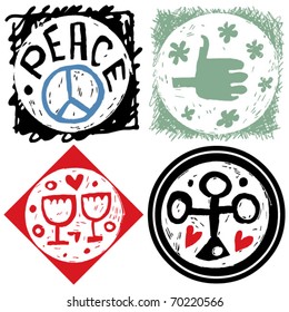 abstract hand drawn icons, doodle graffiti