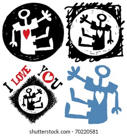 abstract hand drawn icons, love doodles
