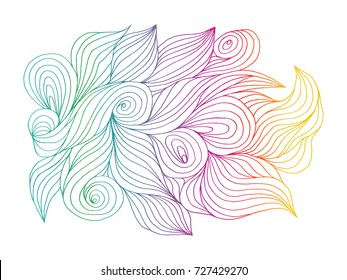 Abstract hand drawn illustration, decotative waves background.