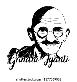 Abstract Hand Drawn Illustration Of Mahatma Gandhi's Face For Gandhi Jayanti. 2nd Of October.