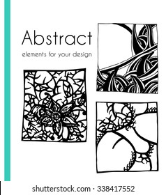 Abstract hand drawn illustrations in vintage style. Vector.