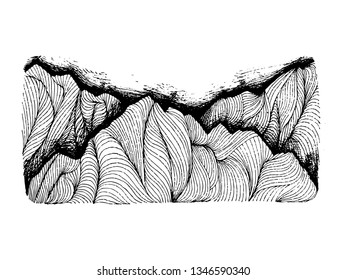 Abstract hand drawn image, engraving style, grunge textured vector illustrations