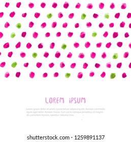 Abstract hand drawn ink background with red and green dots on white background
