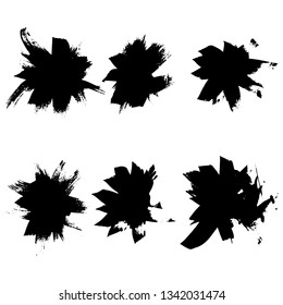 Abstract hand drawn ink dry brushes set. Vector illustration.