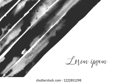 Abstract hand drawn ink texture. Black ink wash painting on white background. Traditional Japanese ink wash painting sumi-e