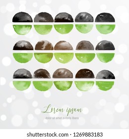 Abstract hand drawn ink texture. Black and green watercolor ink wash painting on white background
