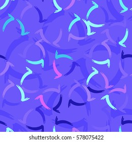 Abstract hand drawn irregular background in trendy blue and pink neon glow colors. Repeating bright texture, perfect for decoration, wrapping paper and fabrics. Vector seamless pattern.