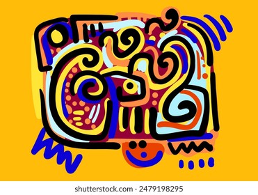 abstract hand drawn irregular shapes and patterns. Abstract modern contemporary trendy vector illustration.